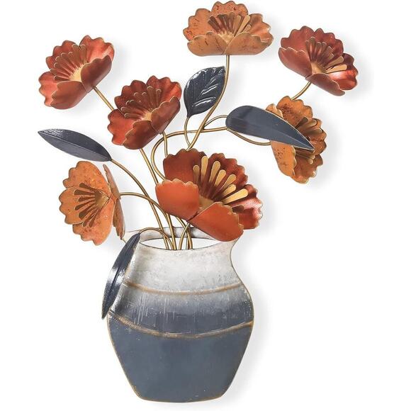 HOMEBEEZ Other - HOMEBEEZ Metal Flower Metal Wall Decor 15.75" x 19.49" Retro-Orange New